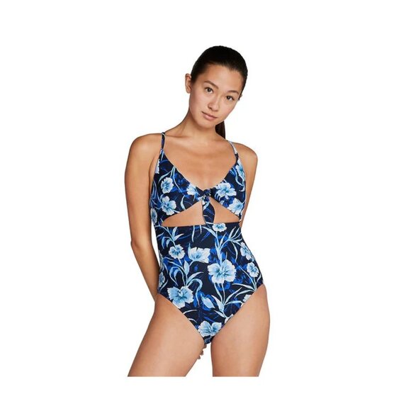 Speedo Other - Speedo Blue Floral One Piece Peekaboo Tie Front Swimsuit | Size 8